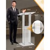 Acrylic Podium Stand with Storage Shelf, 45.5" Modern Clear Lectern