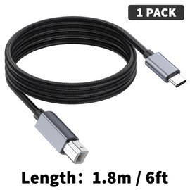 Danfetsoy USB C Printer Cable, USB B Male to USB C Male Printer Cable, Suitable for MacBook Pro, Air, Yamaha Casio Digital Piano MIDI Controller DJ Controller, Printer, Scanner, etc. (1.8m/6feet)