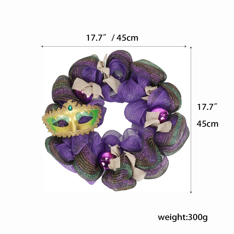 Mardi Gras Wreaths for Front Door 18 Inch Mardi Gras