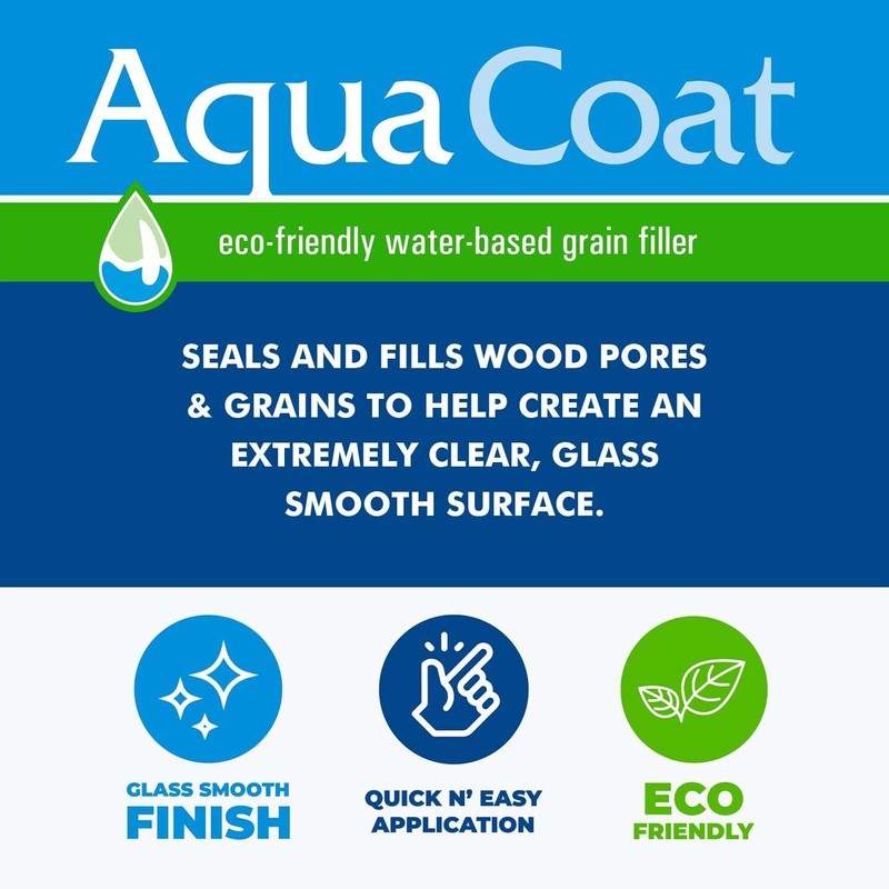 Aqua Coat Water-Based Clear Wood Grain Filler Gel, Fast-Drying, Low