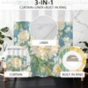 NAEMBCU Watercolor Floral No Hook Shower Curtain with Snap-in Liner