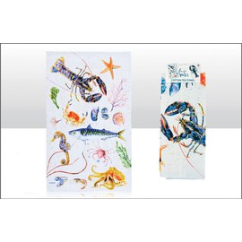 Elgate Fruits De Mer Tea Towel Summer Fish Sea Life Gift Souvenir 100% Cotton