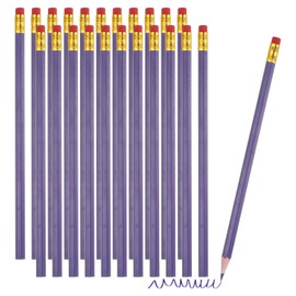 PATIKIL Erasable Colored Pencils, 24 Pcs Oil Color Pencils with Erasers Hexagonal Rod Wooden Colored Pencils for Tests Marking Grading Art Painting, Purple