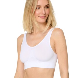 Nur Die Women's Comfort Bustier Seamless Without Underwire Non-Wired Bra Sleep Bralette with Wide Straps Seamless Girls' Bra, White, 36 - 38