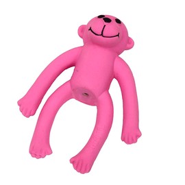PUREPET 4 Inch Tiny Latex Dog Toy Cute Little Mini Monkey Squeaker for Small Breeds and Puppies (Pink)