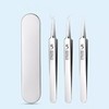 3PC Professional Pointed Ingrown Hair Splinter Tip Curve Tweezers Set