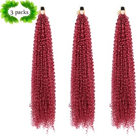 Curly Crochet Hair Extensions Burgundy Passion Twist Braids 24Inch Long Curly Braiding Hair 3Packs Spring Crochet Braids Hair Extensions Goddess Box Braids for Black Women(24",900#)