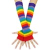 HAPEE Punk Gothic Rock Long Arm Warmer Fingerless Gloves (Glove-Rainbow)