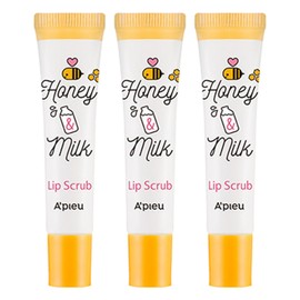 APIEU Lip Scrub, Honey & Milk, 8ml, 3 pcs / 어퓨 립 스크럽, 허니앤밀크, 8ml, 3개