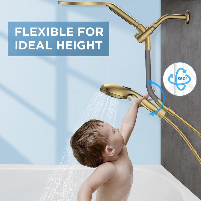 Dual Handheld Shower Head Combo, 2-in-1 Rain Shower Heads System