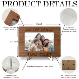 Desk Wood Picture Frame with stand, Gift for Women Aunt, Aunts are Like Moms Only Cooler Picture Frame Display 4x6" Horizontal Photo for Tabletop, Home Shelf Table Decorative Supplies -09