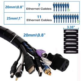 10FT Cable Management Sleeve Cord Bundler 0.8" Diameter w/Zip Clip Cable Zipper Wire Wrap Cord Organizer Cable Tube Hider Flexible & Expandable Home & Office Wire Concealer for PC TV Computer Cinema