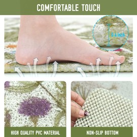 Square Shower Mat, 24 x 24 Inch Non Slip Gray Shower Stall Mat, Quick-Dry PVC Loofah Bath Mat for Shower Tub Bathroom