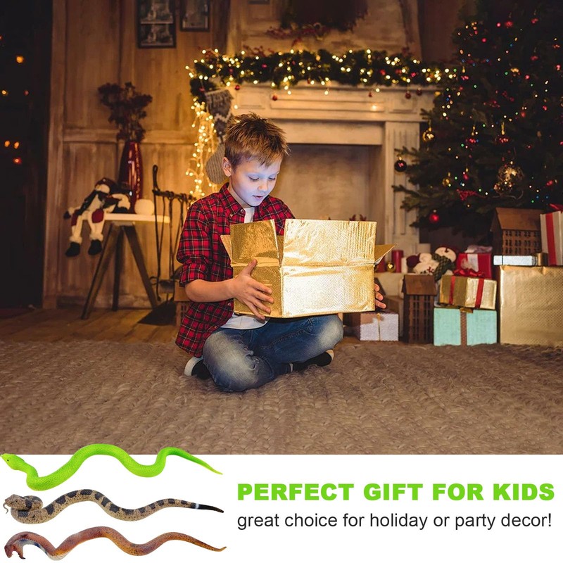 GZLCEU 3 Piece Rubber Snake Set, Simulation Snake Set Includes
