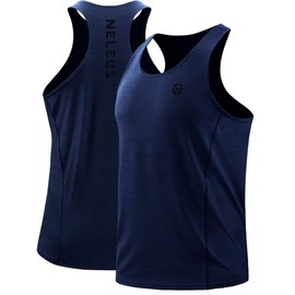 NELEUS Men's 3 Pack Running Tank Tops Dry Fit Muscle Athletic Workout Shirts,5069,Navy,Light Grey,Light Green,US XL,EU 2XL