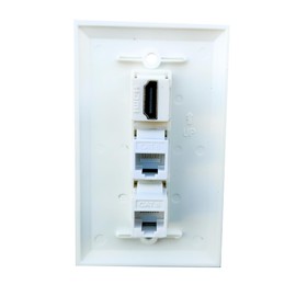 BUPLDET 1 HDMI and 2 CAT6 Ethernet Port Wall Plate White - Single Gang HDMI RJ45 Keystone Jack Pass Through Cover Plate