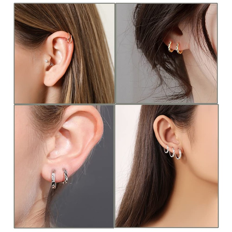 Josfeva Silver Hoops Earrings for Women Men, Hypoallergenic 925 Sterling