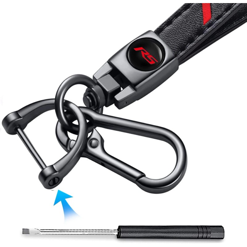 Genuine Leather Car Keychain for Chevy Camaro RS Key Ring