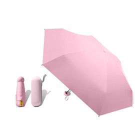 Mini Umbrella, Lightweight Portable Travel Umbrella with Case, Small Compact Sun and Rain Umbrellas UV Protection for Women and Men（Pink）