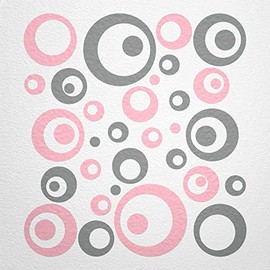 WANDfee® Wall Tattoo, Circles, Dots, 50 Stickers, Colour Choice For Children's Bedroom, Living Room, Hallway, Bathroom, Kitchen, Tile Stickers, grey