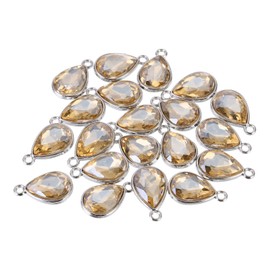 MECCANIXITY 20PCS 12x20mm Alloy Glass Crystal Teardrop Charm Jewelry Making Charm for Necklaces, Bracelets, Earrings Champagne