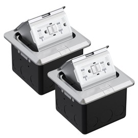 WEBANG Pop Up Floor Outlet Covers Box with 20 Amp Stainless Steel GFCI Tamper/Weather Resistant Receptacle Outlet, ETL Listed, 2 Pack, Silver