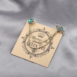 Queen Pins Bee Long Chain Tassel Lapel Pin Brooch Always Be Your Own Queeen Bee Honey Bee Gifts for Insect Lover Jewelry (Bee Long Chain Tassel Lapel Pin)