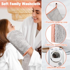 PHOGARY Wash Cloths 8 Pack, Microfiber Coral Fleece Facial Cloths, Super Soft and Absorbent Face Towel Bath Washcloth Mitt for Sensitive Skin, Reusable Makeup Remover Cloth, Gray Washcloths 6x9in