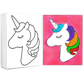 Indigo Art Studio Pre Drawn Canvas Painting for Adults Kids Couples | 4-40 PACK Discounted Bundle Art Activity | Unicorn Coloring #4 | DIY Birthday Gift & Paint Party Favor (11x14 Inches)