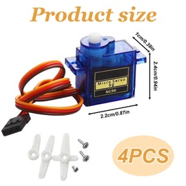 4PCS Servo Motor Compatible with SG90 Servo Motor Metal Geared Motor Kit Compatible with Arduino, RC Toys, Drone, Car, Airplane, Helicopter