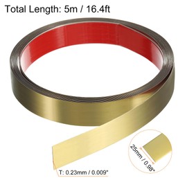 HARFINGTON 16.4ft x 0.98" Wall Trim Peel and Stick Molding Frame, Self Adhesive Stainless Steel Mirror Finish Metal Strip for Wall Ceiling Floor Cabinet Tile Edge, Golden
