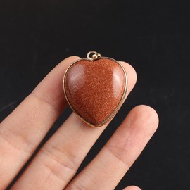 Zotoone 6pcs Natural Stone Pendant, Heart Shaped Crystal Stone Pendants Healing Chakra Reiki Gemstone Charms Bulk for DIY Jewelry Making Womens Girls