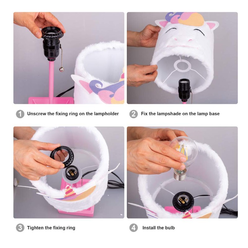 inno casa Table Lamp Cute Unicorn Plush Shade Desk Lights