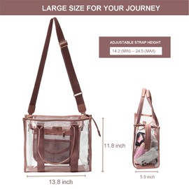 Large Clear Tote Bag Stadium Approved for Stadium Events Transparent Shoulder crossbody Handbag with Adjustable Strap
