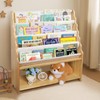 JGMZTZT Kids Book Shelf, Natural Wood Large Size 4 Tier