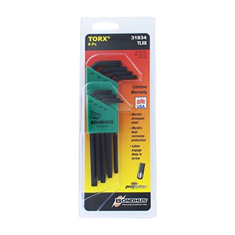 BONDHUS Torx® L-Wrench Long Set, Black Dyed, 8 Piece Set