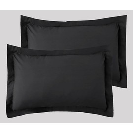 Super Soft 500 TC Euro Sham Covers Set of 2 100% Egyptian Cotton Soft Skin Friendly Decorative Square Pillow Shams (Black, Queen 20x30)