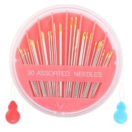 Eketirry Premium Hand Sewing Needles，2 Pack 30-Count Assorted Needles for Sewing Repair, 6 Different Sizes Sewing Needles with 2 Threaders (Pink, 2)