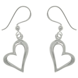 Jewelry Trends Open Love Heart Sterling Silver Dangle Earrings
