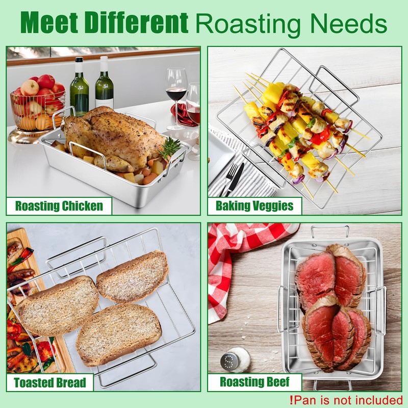 E-far Turkey Roasting Rack, Stainless Steel Rib Rack for Roasting,