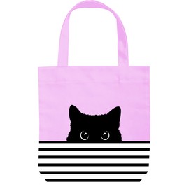 Purple Tote Bag - Cat Lover Gifts for Women - Black Cat Gifts for Cat Lovers - Cat Mom Gifts - Cat Themed Gifts - Happy Birthday Bags for Cat Lady Gifts - Reusable Canvas Cat Tote Bag (Purple Cat)