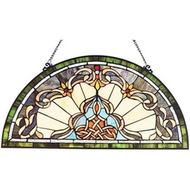 Pemberly Row Victorian Stained-Glass Window Panel 12.5" Height