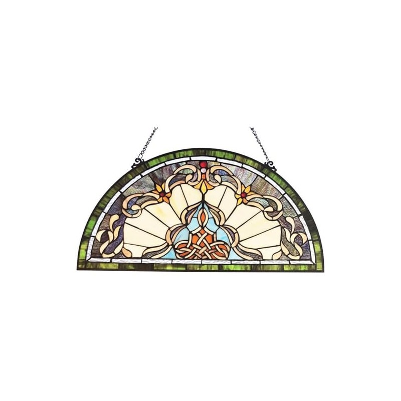 Pemberly Row Victorian Stained-Glass Window Panel 12.5" Height
