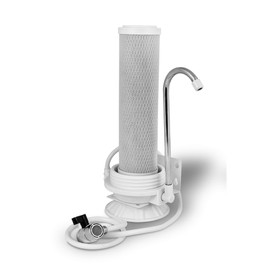 Ronaqua One Stage Countertop Drinking Water Filtration System Removes Chlorine with Block Activated Carbon Filter, Transparent Housing, and Meets NSF Standards & Regulations