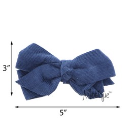 Corduroy 5 inch Hair Bow-Denim