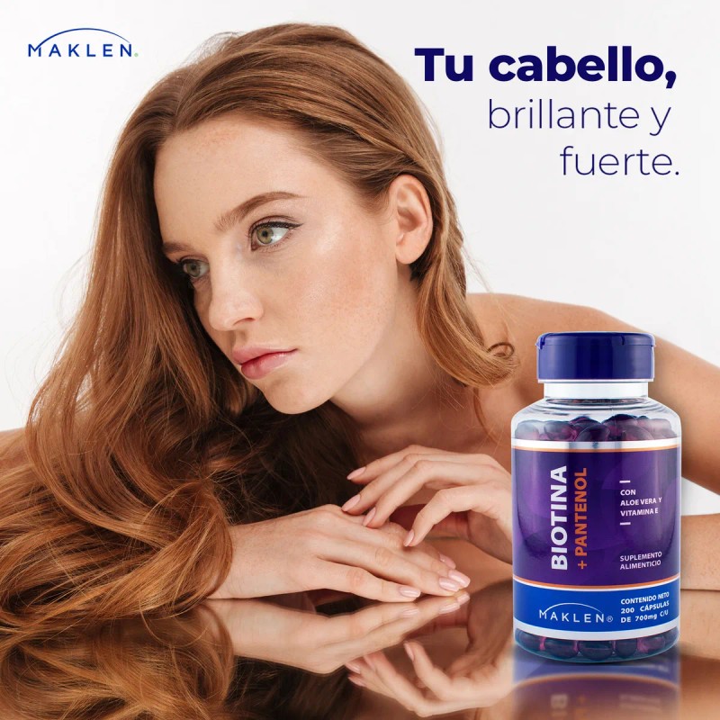 Biotina + Pantenol, Vitamina E | 200 Softgels | Maklen