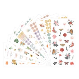 Blue Sky Sticker Book, Everyday and Monthly Planner Stickers, Non-Dated, Glued with Bungee, 1460+ Stickers for Journals and Calendars (Floral, 4.5" x 9")