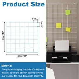 sourcing map 2Pcs Wire Wall Grid Panel, 14" x 14" Metal Photo Hanging Display Grid Shelf Decorative Gridwall Wire Board Organizer with Screw for Art Display Frame Home Decor, Green