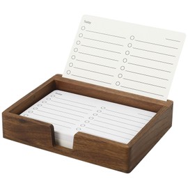 Buqoo Black Walnut Wood To Do List Holder with 50 Task Cards Desk Organizer