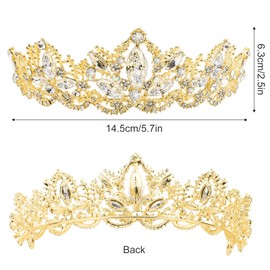 Princess Tiara Crystal Crown Women's Princess Crown Dold Princess Tiara Crown Girls Wedding Tiaras and Crowns for Women Rhinestone Crystal Queen Tiara for Wedding, Pageants, Non-Precious Metal,